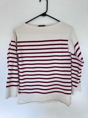 Saint James Meridien Moderne Breton Shirt Red Cream Stripe size Small